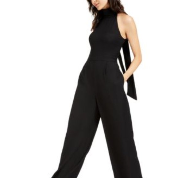 Vince Camuto Pants - Vince Camuto Tie-Back Halter Neck Jumpsuit -Black